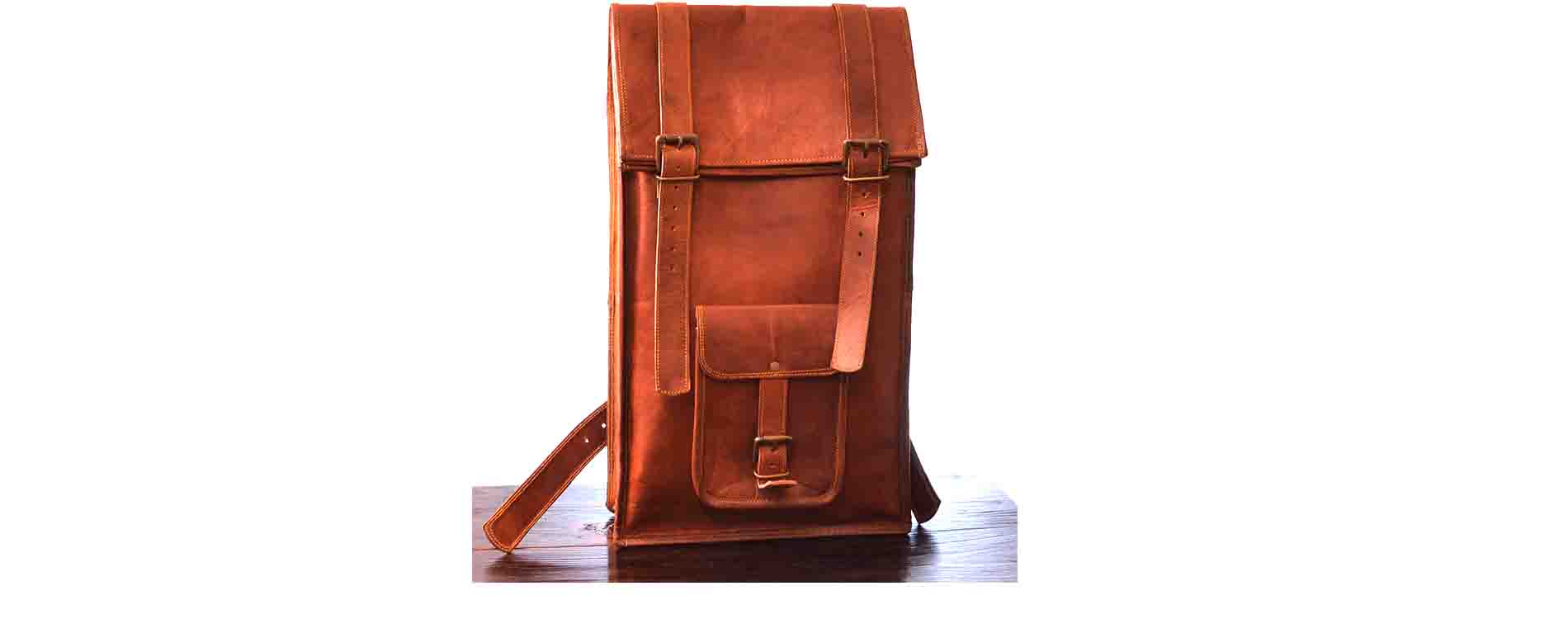 Rhinoland Unisex Leather Laptop Bag Trekking Bag Hiking Backpack College School Office Biker Bag Third Type